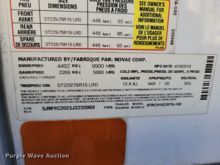 image for item LC9310 2018 Sure-Trac STRCH10220TA-100  enclosed cargo trailer