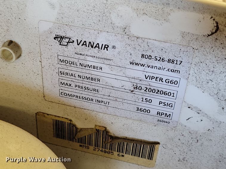 image for item LC9443 Vanair Viper G60  air compressor