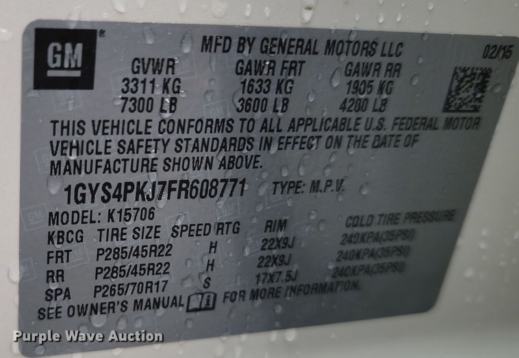 image for item LD9043 2015 Cadillac Escalade Platinum  SUV