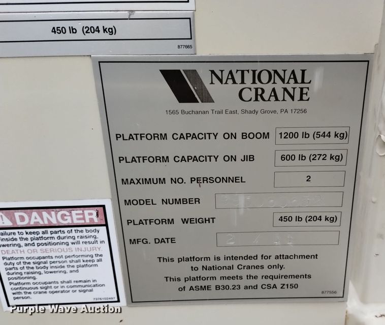 image for item LN9904 2011 National Crane 995000052  crane basket