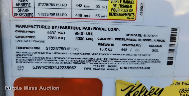 image for item LO9994 2018 Sure-Trac STRCH10220TA-100  enclosed cargo trailer