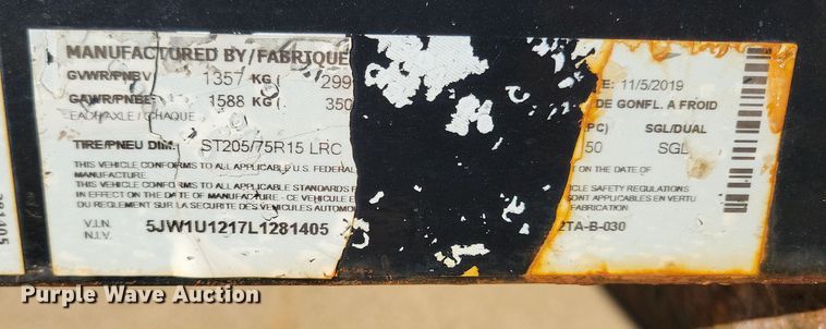 image for item LO9999 2020 Sure-Trac ST8212TA-B-030  utility trailer