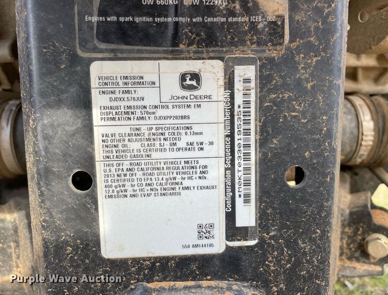 image for item LV9248 2012 John Deere XUV 550 S4  utility vehicle