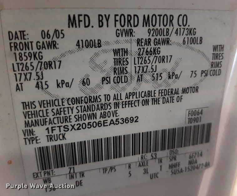 image for item LX9849 2006 Ford F250 Super Duty  SuperCab pickup truck