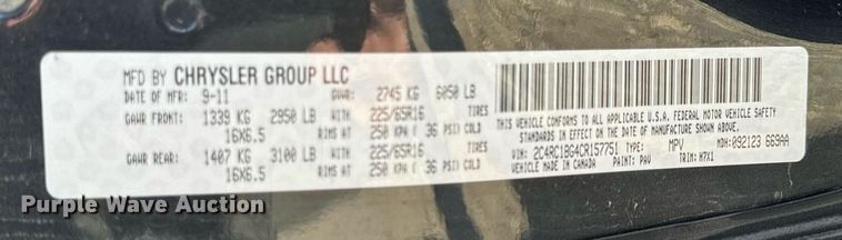 image for item NM9083 2012 Chrysler Town & Country  van