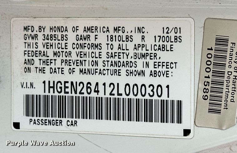image for item NO9425 2002 Honda Civic GX
