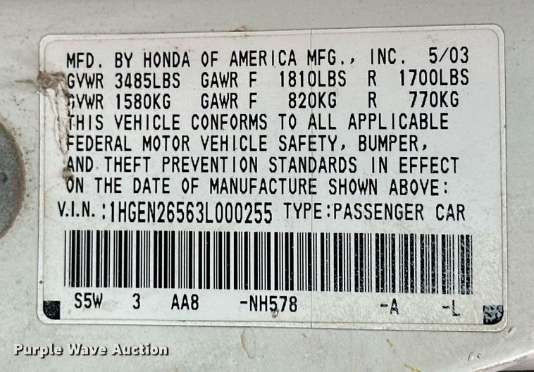 image for item NO9426 2003 Honda Civic