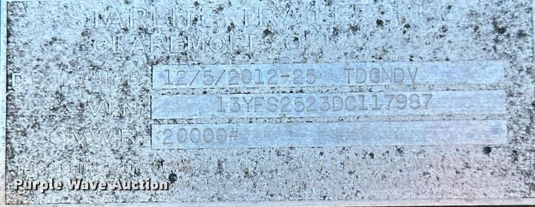 image for item NO9476 2013 Starlite TDGNDV  equipment trailer