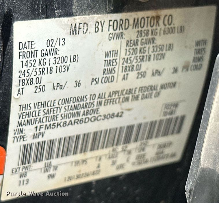 image for item NO9498 2013 Ford Explorer Police Interceptor  SUV