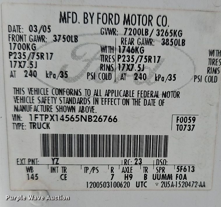 image for item NP9243 2005 Ford F150  SuperCab pickup truck