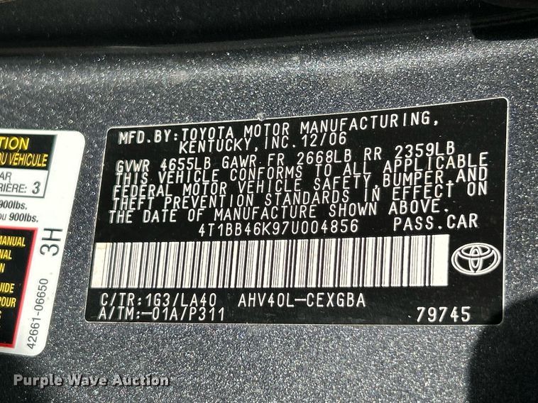 image for item NR9378 2007 Toyota Camry Hybrid