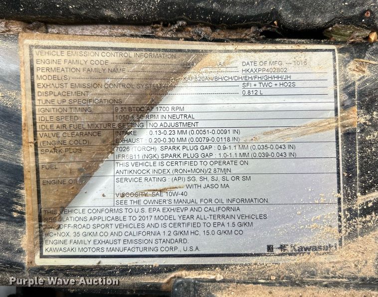 image for item NR9465 2017 Kawasaki Mule PRO-FXT LE  utility vehicle