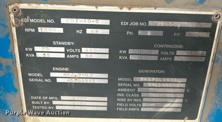 image for item NR9470 Energy Dynamics 361PSL1600  generator