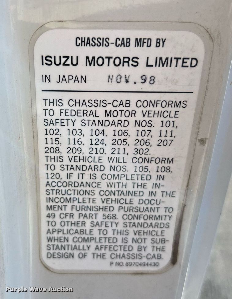 image for item NR9487 1999 Isuzu NPR  street sweeper truck