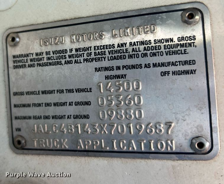 image for item NR9487 1999 Isuzu NPR  street sweeper truck