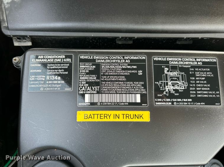 image for item NR9496 2002 Mercedes Benz CLK 320  Convertible