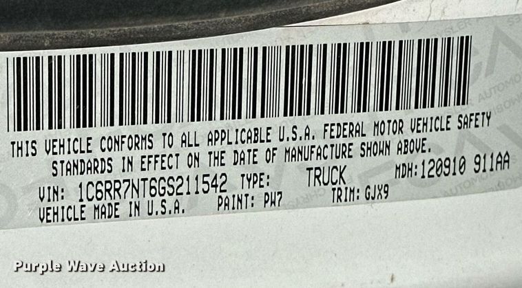 image for item NS9039 2016 Dodge Ram 1500 Laramie  Crew Cab pickup truck