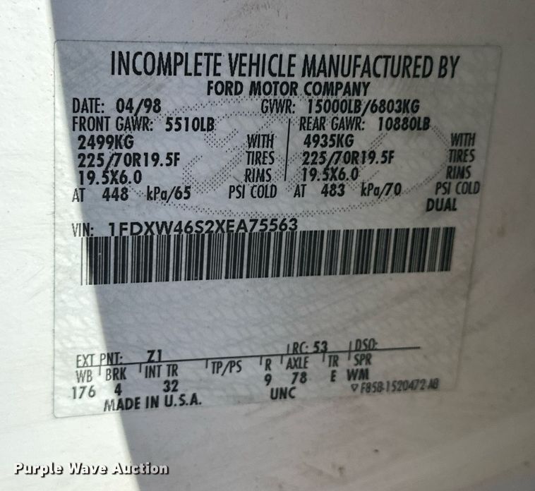 image for item NS9055 1999 Ford F450 Super Duty XLT  Crew Cab utility / service truck