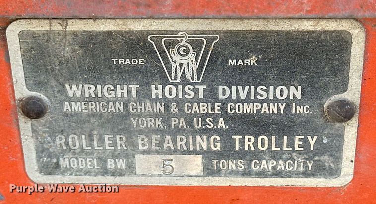 image for item NS9056 Wright Hoist Division BW  hoist