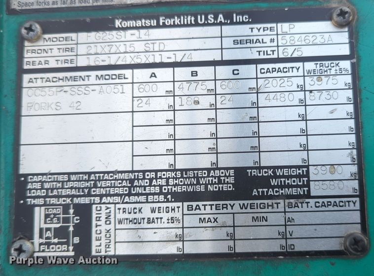 image for item OD9045 Komatsu FG25ST-14  forklift