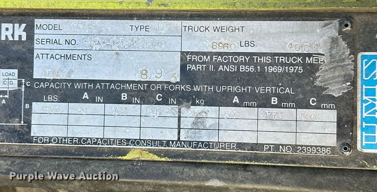 image for item OD9781 Clark GCX25  forklift