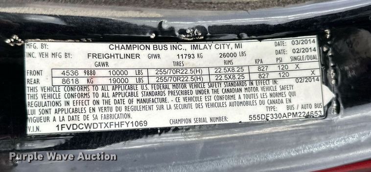 image for item OD9812 2015 Freightliner M2  shuttle bus