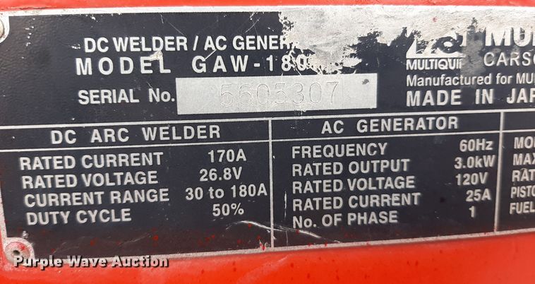 image for item OF9601 Multiquip GAW-180HE  welder/generator