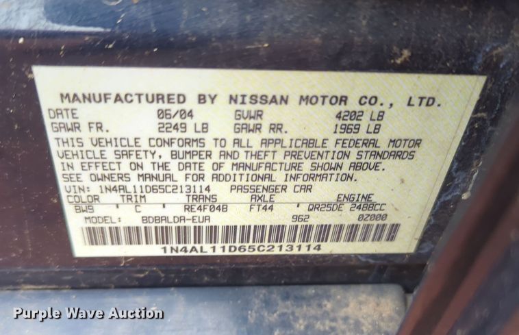 image for item OL9179 2005 Nissan Altima