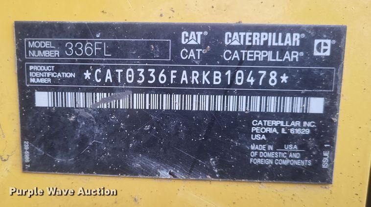 image for item DK1213 2017 Caterpillar 336FL  excavator