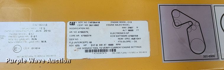 image for item DK1225 2016 Caterpillar 349FL  excavator