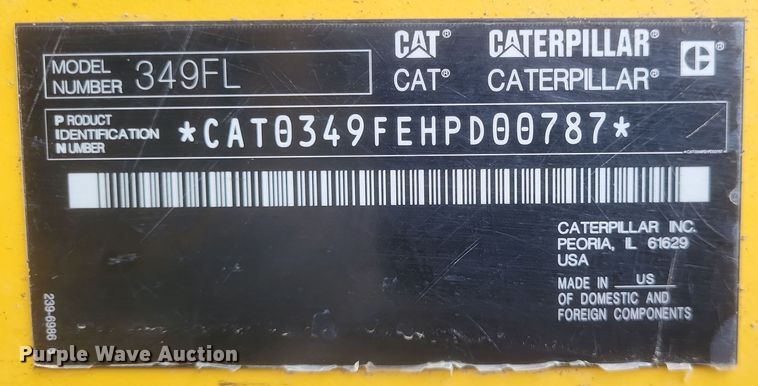 image for item DK1225 2016 Caterpillar 349FL  excavator