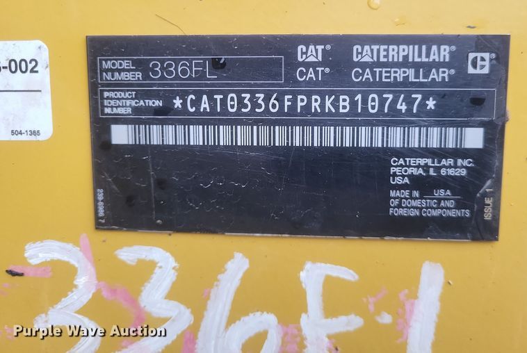 image for item DK1227 2017 Caterpillar 336FL  excavator