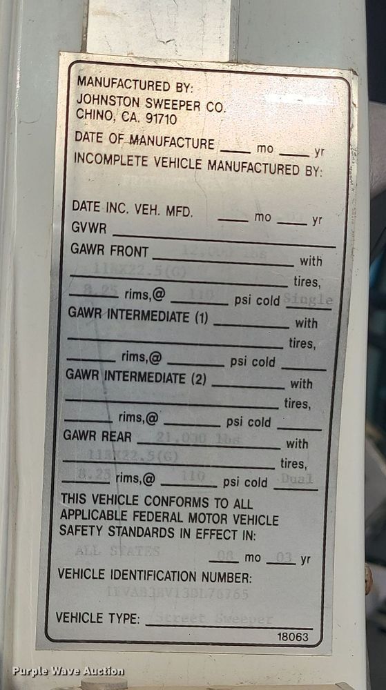 image for item DK4168 2003 Freightliner FC70  street sweeper truck