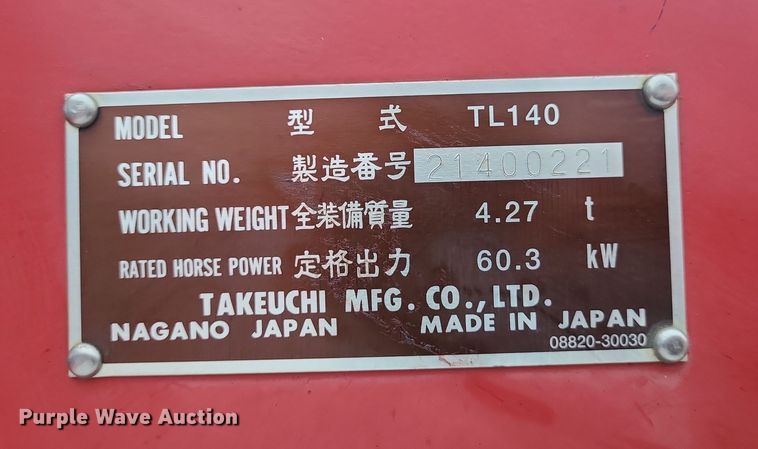 image for item DK4173 2004 Takeuchi TL140  tracked skid steer loader