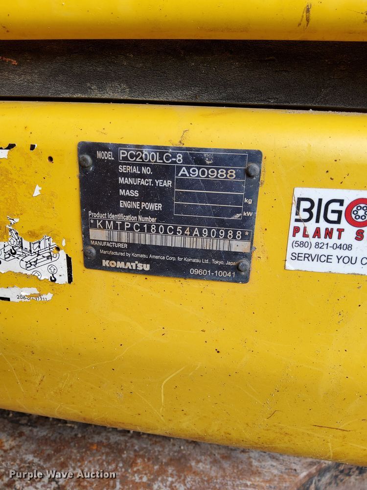 image for item DK8928 2012 Komatsu PC200LC-8  excavator