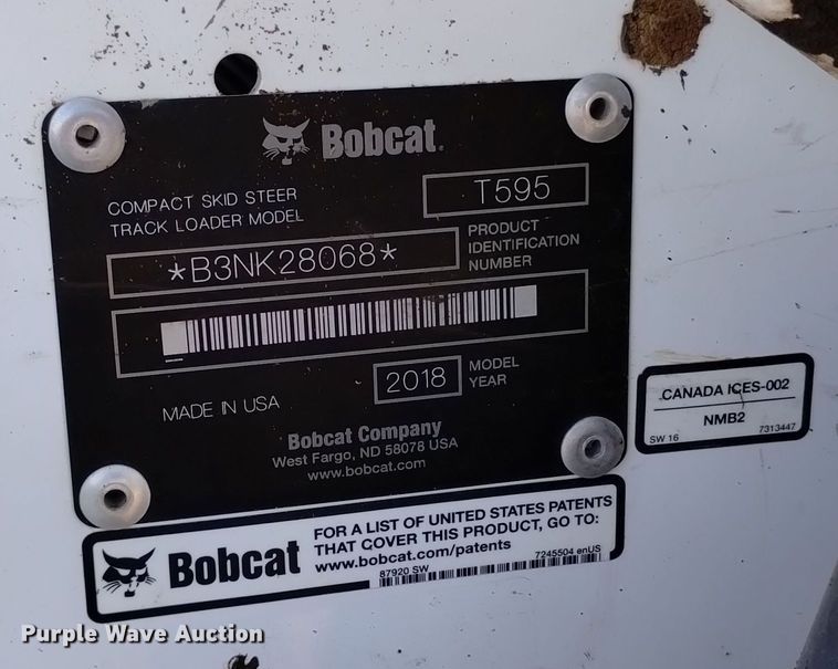 image for item DK8941 2018 Bobcat T595  tracked skid steer loader