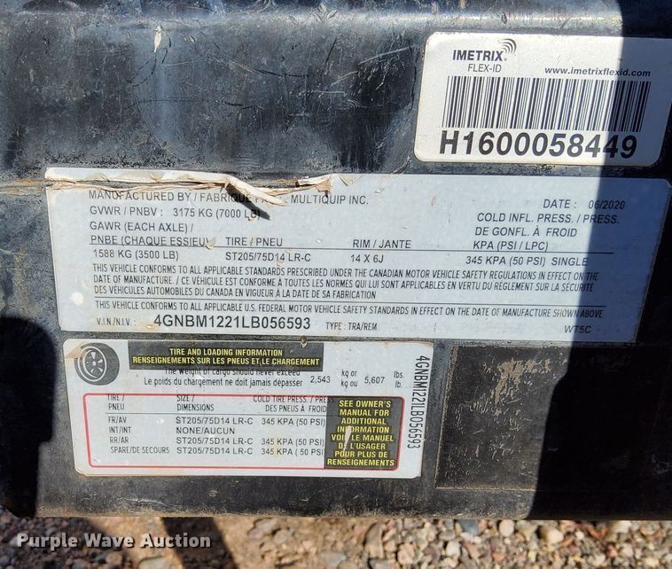 image for item DK8951 2020 Multiquip WT5C  water trailer