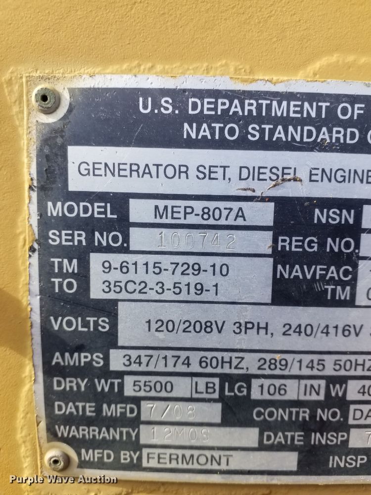 image for item DM2012 Fermont MEP807A  generator