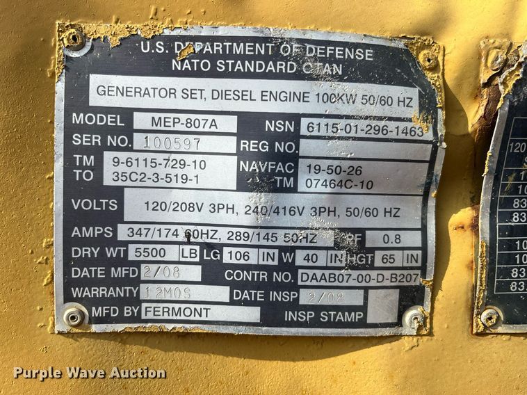 image for item DM2013 Fermont MEP807A  generator