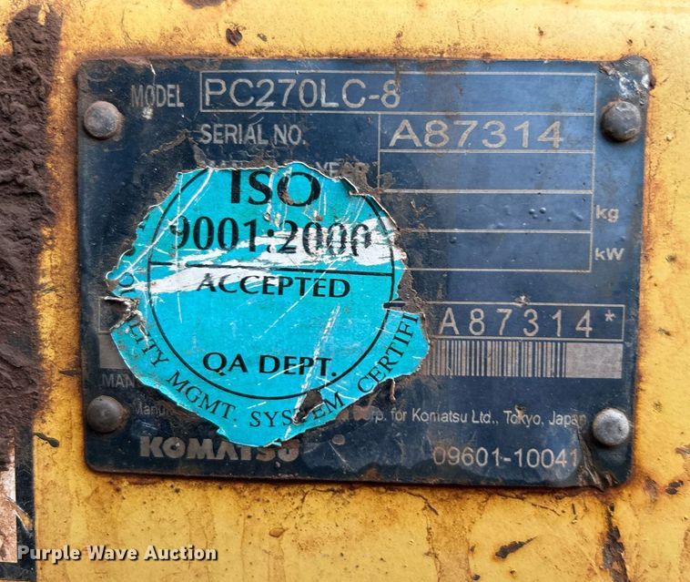 image for item DN0503 2008 Komatsu PC270LC-8  excavator