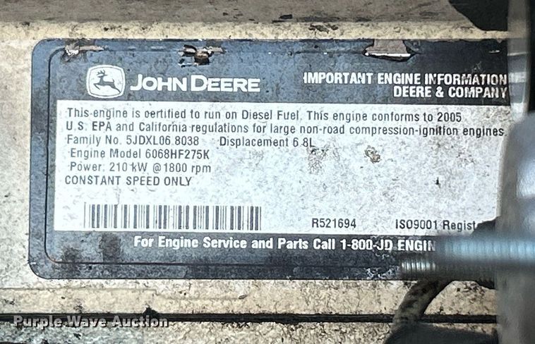 image for item DN0514 2005 Kohler 180RE0ZJC  generator