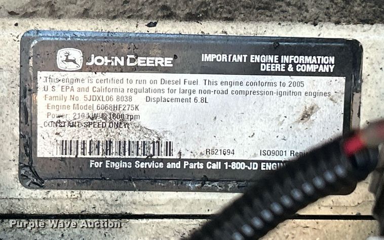 image for item DN0515 2005 Kohler 180RE0ZJC  generator