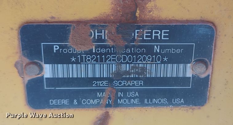 image for item DN3753 2014 John Deere 2112E  scraper