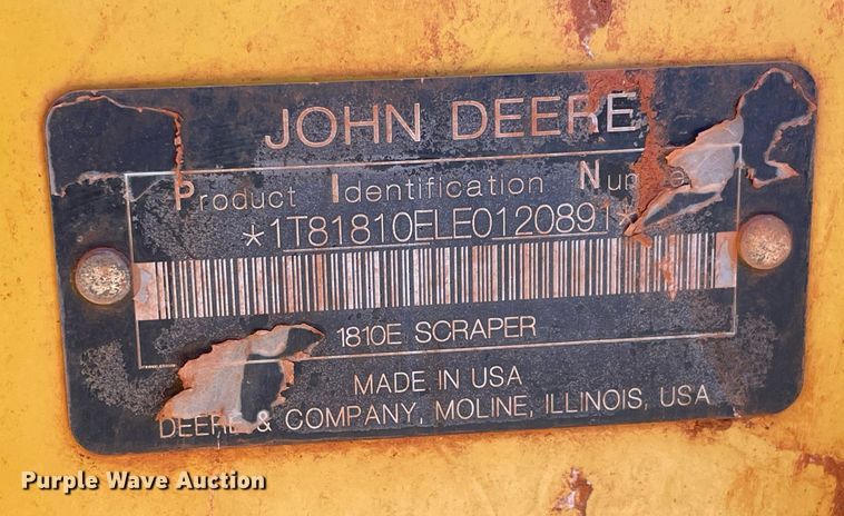 image for item DN3754 2014 John Deere 1810E  scraper