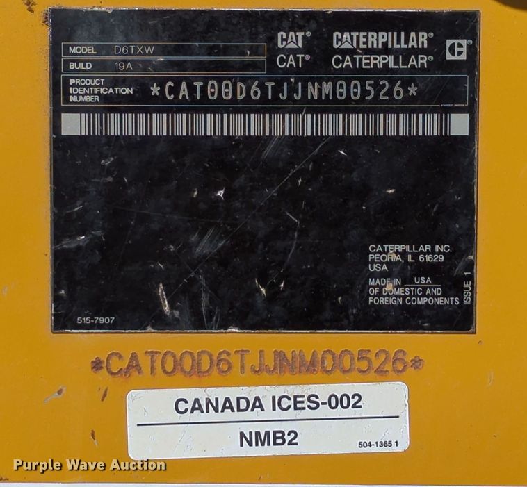 image for item DN3767 2018 Caterpillar  D6T XW dozer