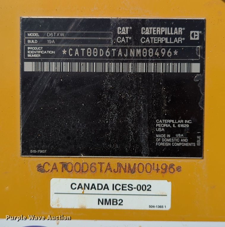 image for item DN3771 2018 Caterpillar D6T XW  dozer