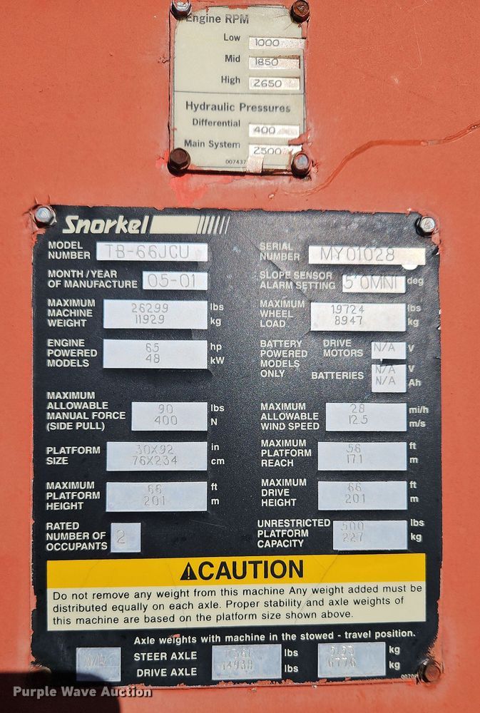 image for item DN7151 2001 Snorkelift TB-66JCU  boom lift