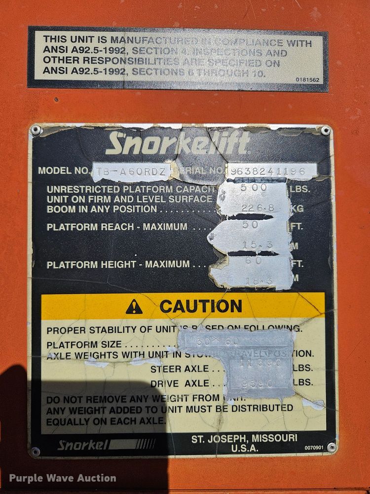 image for item DN7152 Snorkelift TB-A60RDZ  boom lift