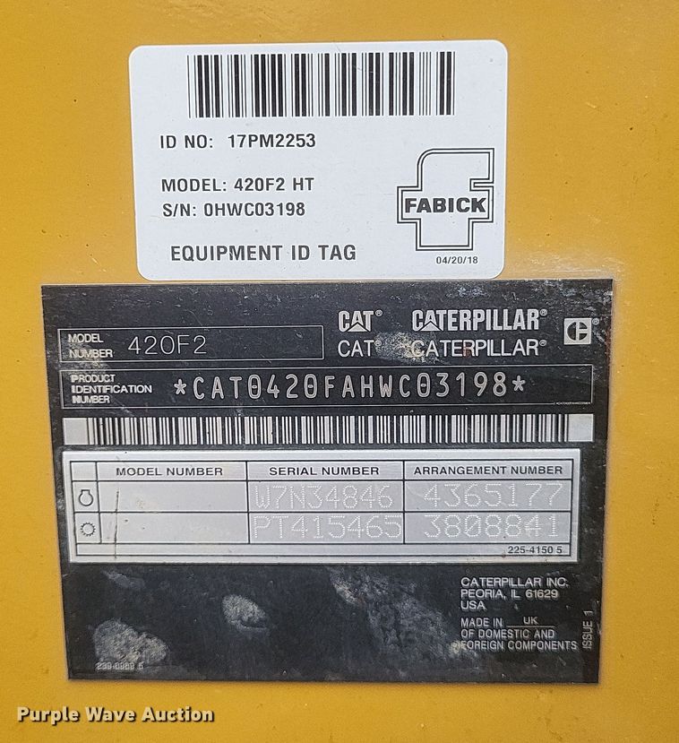 image for item DO4715 2018 Caterpillar 420F2  backhoe