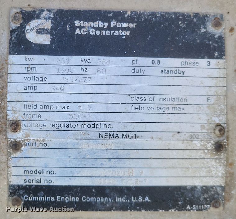 image for item DO4782 Cummins  generator